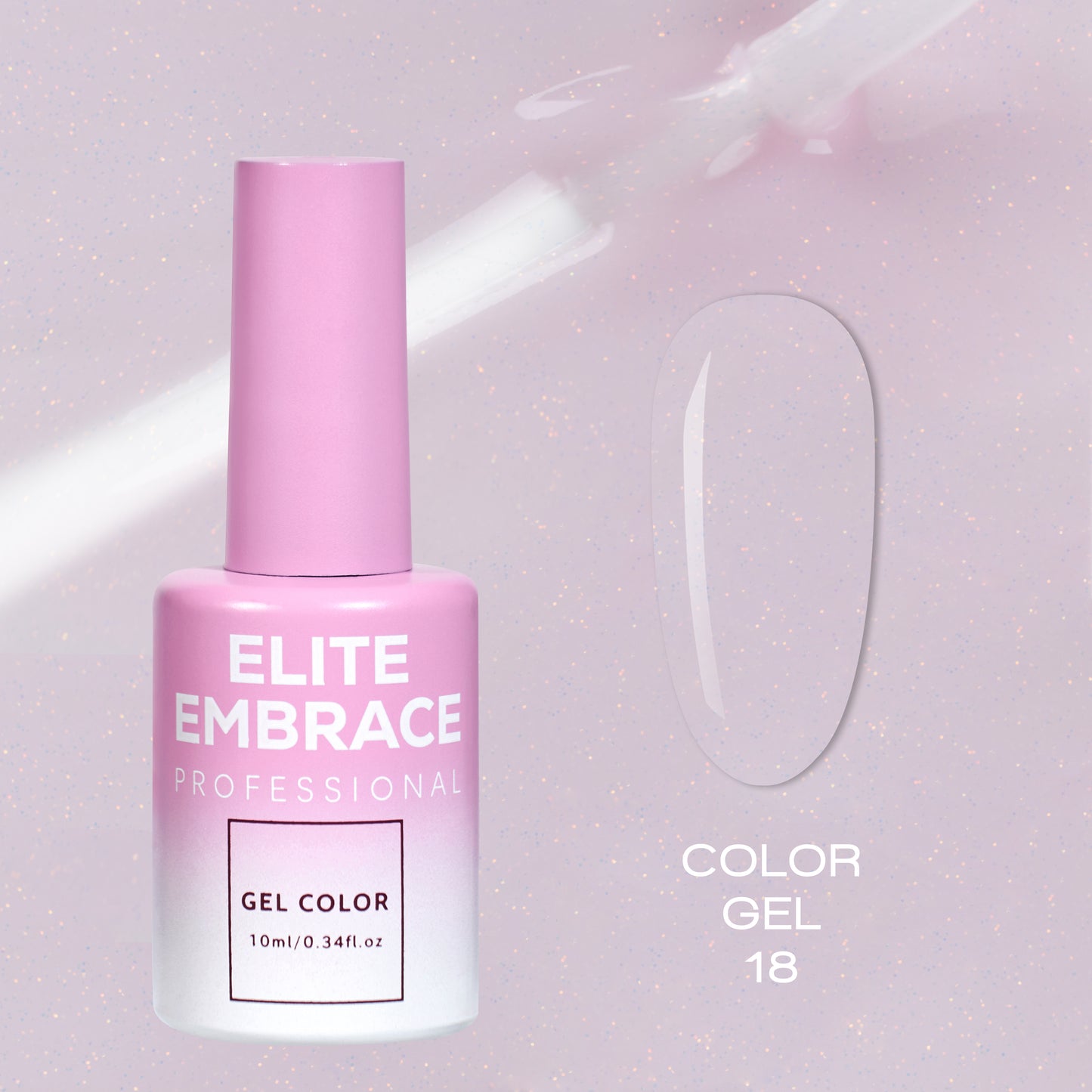 ELITE EMBRACE Professional Color Gel Polish 18 with Glitter 10мл Кольоровий Гель-лак з блискiтками ECGG1810