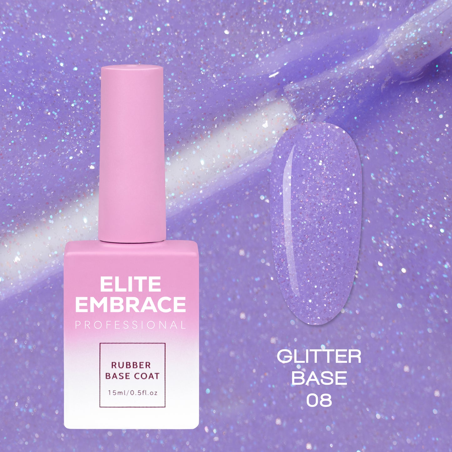 ELITE EMBRACE Professional Glitter Base 08 15мл База з глітером EGB0815