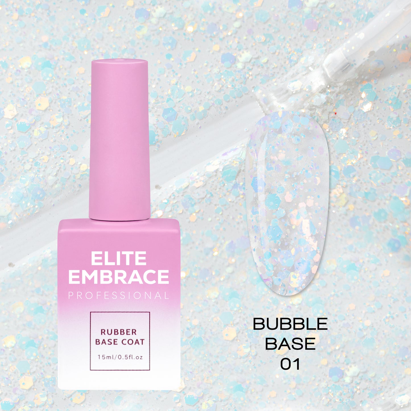 ELITE EMBRACE Professional Bubble Base 01 15мл База iз крихтами фольги EBB0115