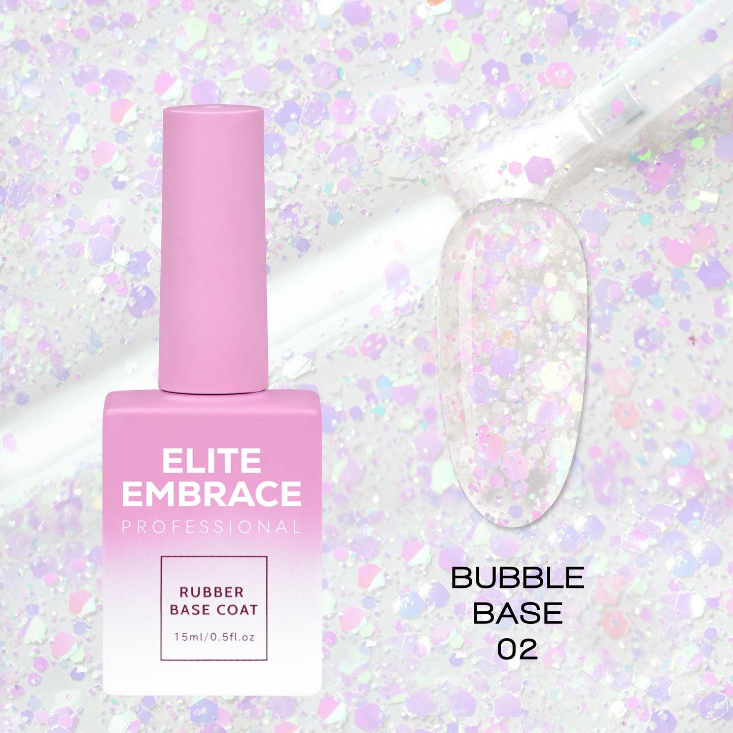 ELITE EMBRACE Professional Bubble Base 02 15мл База iз крихтами фольги EBB0215