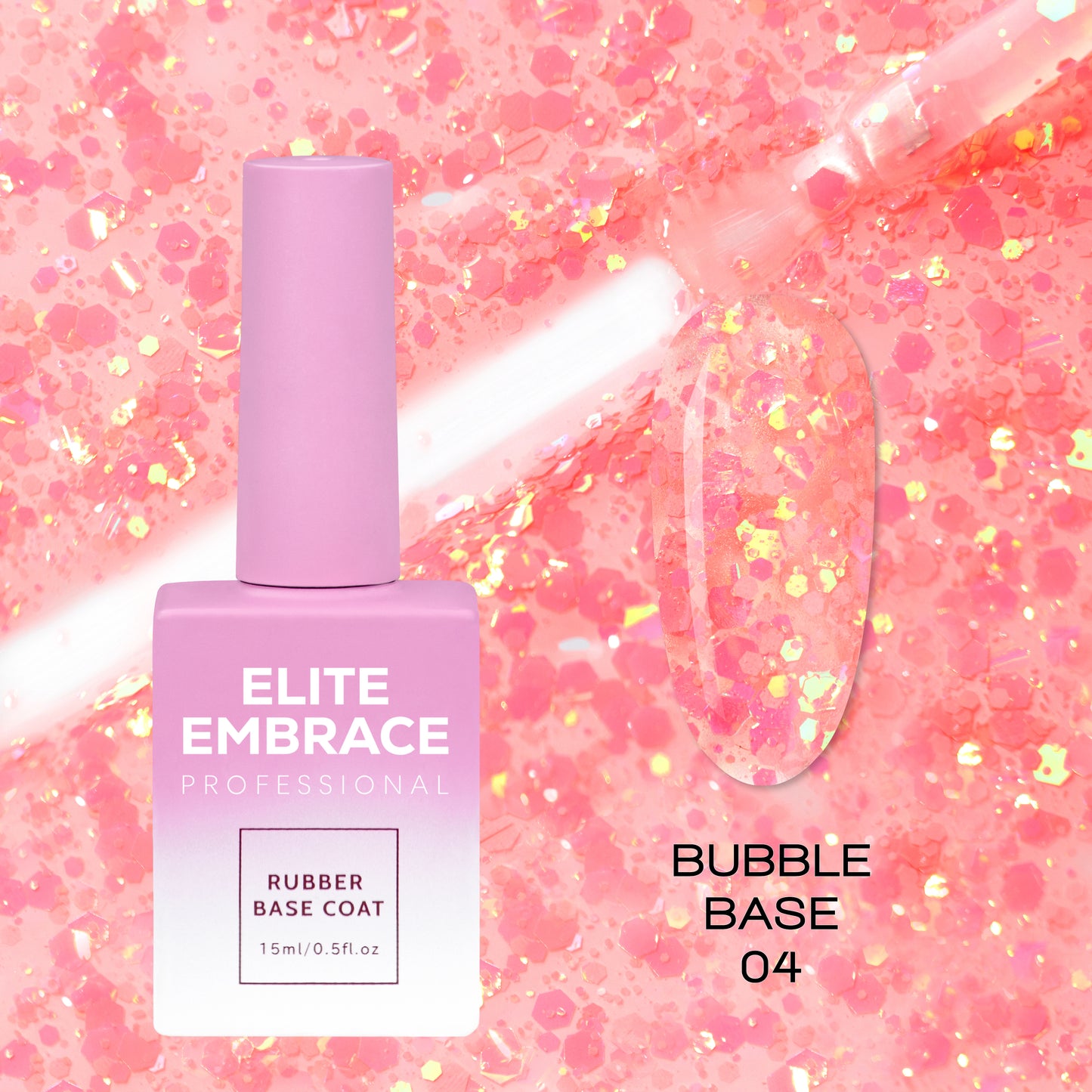 ELITE EMBRACE Professional Bubble Base 04 15мл База iз крихтами фольги EBB0415