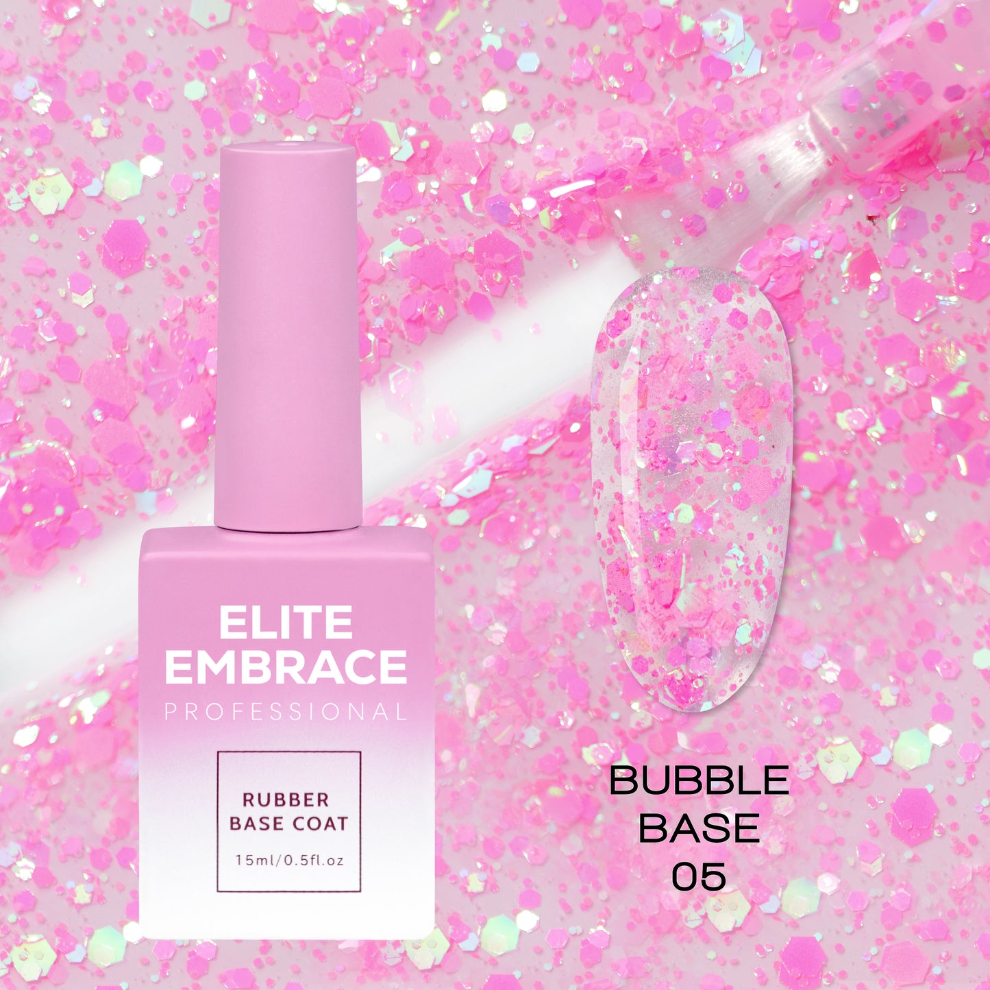 ELITE EMBRACE Professional Bubble Base 05 15мл База iз крихтами фольги EBB0515