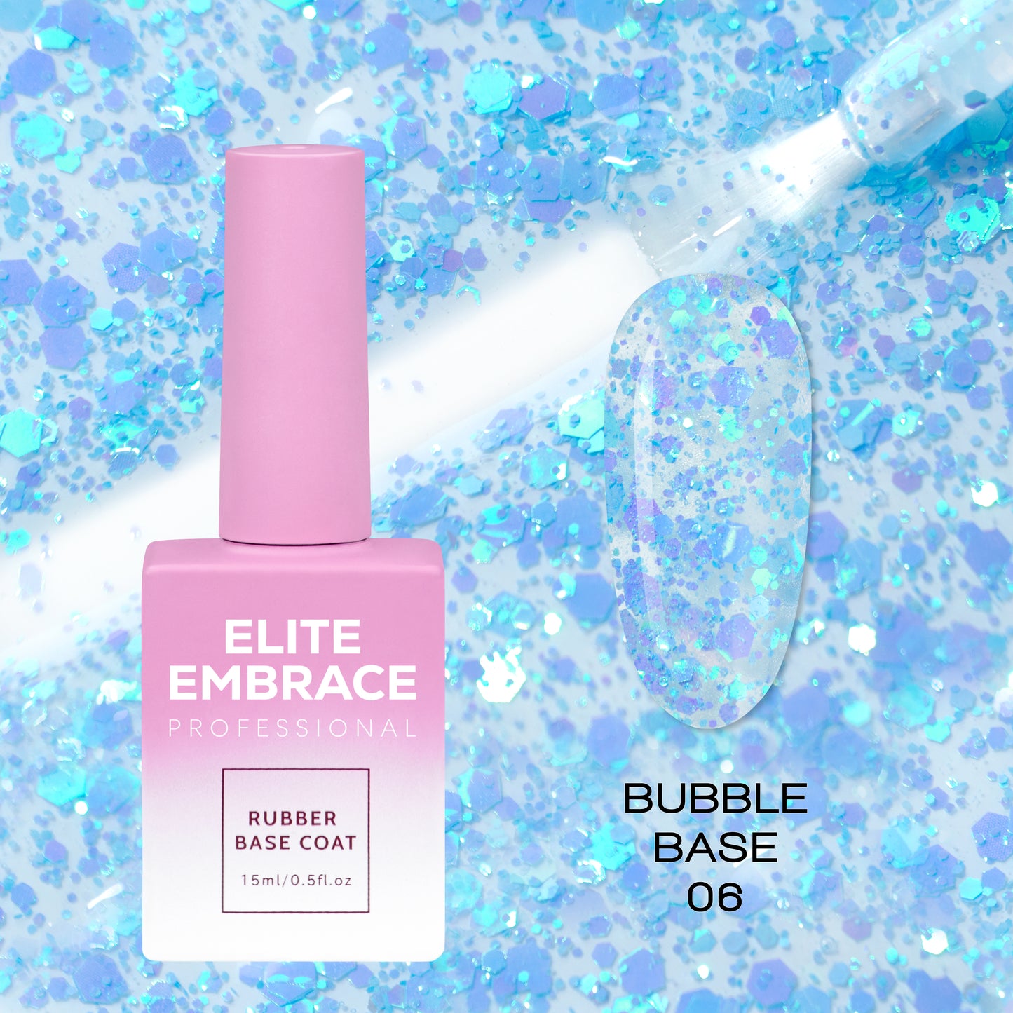 ELITE EMBRACE Professional Bubble Base 06 15мл База iз крихтами фольги EBB0615