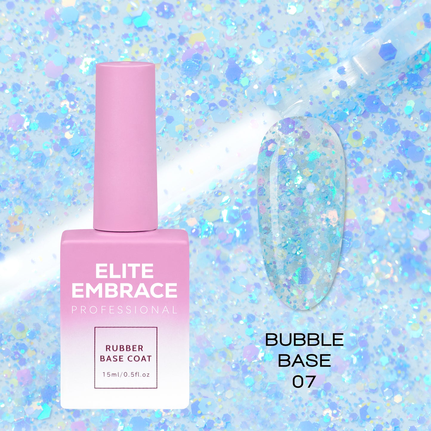 ELITE EMBRACE Professional Bubble Base 07 15ml Base with foil crumbs EBB0715