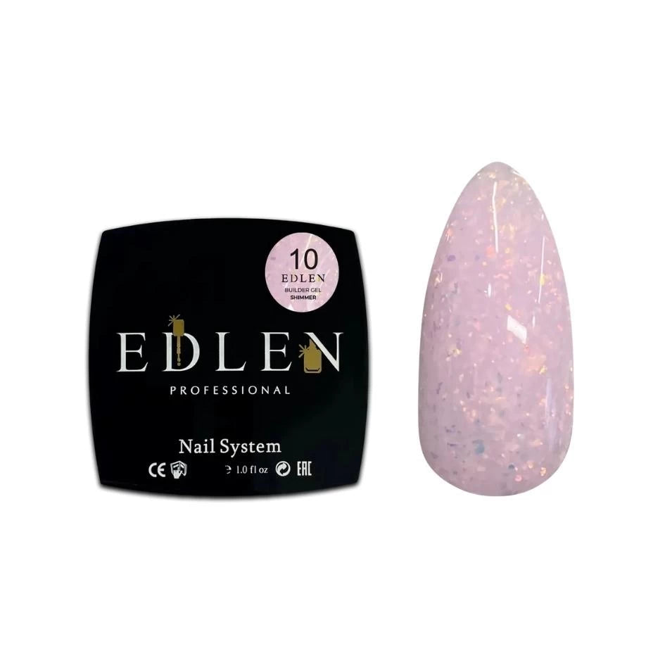 Edlen Builder Gel Shimmer №10 Гель для нарощування з шиммером (ніжно-рожевий) 30 мл