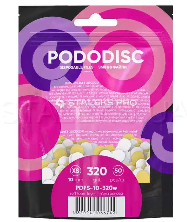 Змінні файли білі на м’якій основі для педикюрного диска PODODISC XS EXPERT 100/180/240/320 грит (50 шт) PDFS-10