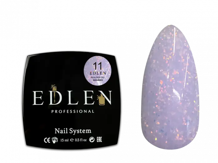 Edlen Builder Gel Shimmer №11 Гель для нарощування з шиммером (ліловий)