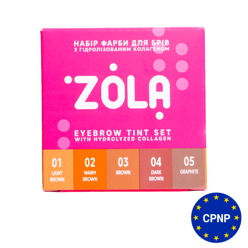 ZOLA Набір фарб для бровей з коллагеном у саше Eyebrow Tint With Collagen 5x5ml (5 кольорів)