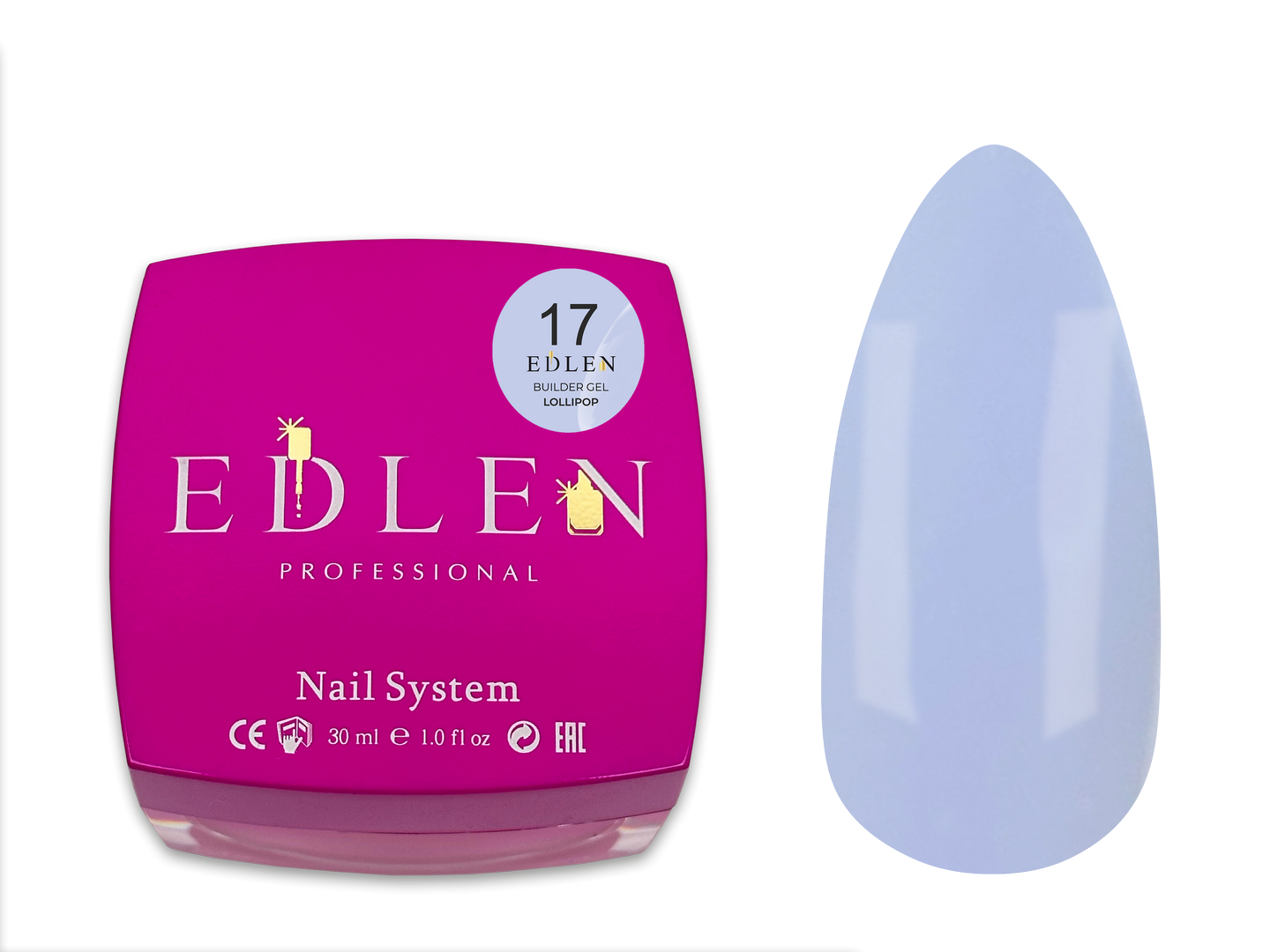 Builder Gel Lollipop Edlen №17(блакитний) Гель для нарощування(низькотемпературний)
