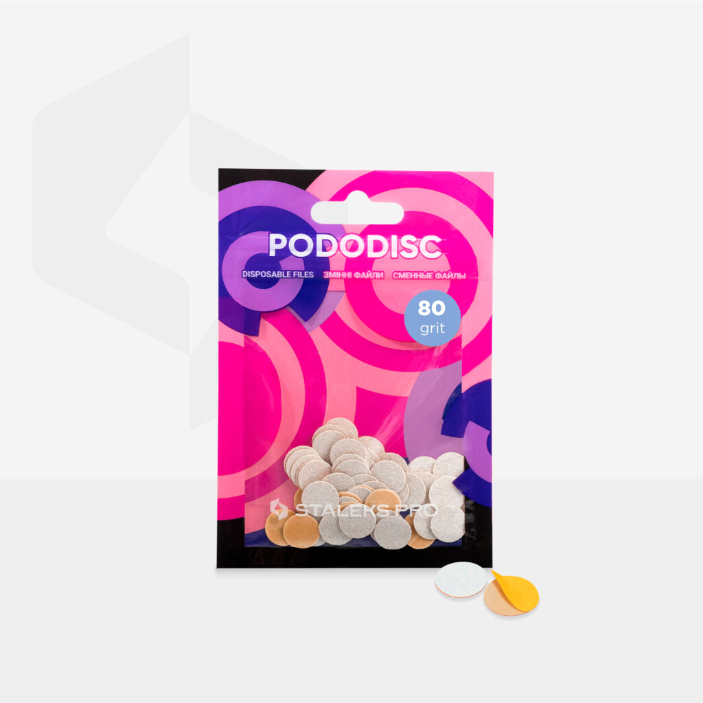 Змінні файли білі для педикюрного диска 80 грит STALEKS PRO PODODISC ХS 50 шт PDF-10-80w