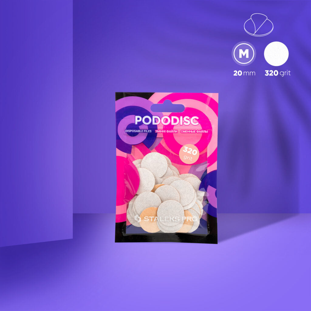 Змінні файли білі для педикюрного диска PODODISC M EXPERT 320 грит (50 шт) PDF-20-320w