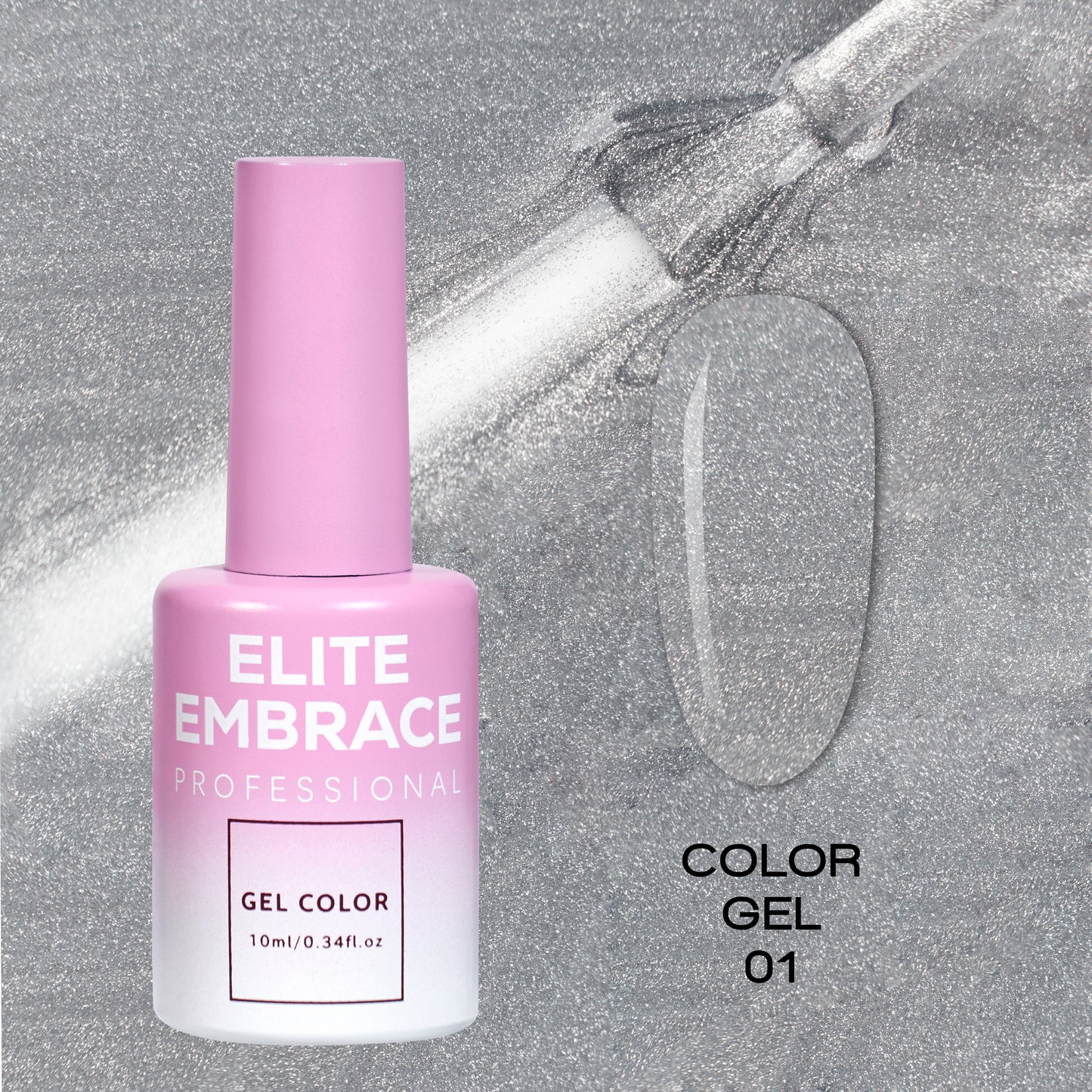 ELITE EMBRACE Professional Color Gel Polish 01 with Glitter 10мл Кольоровий Гель-лак з блискітками ECGG0110