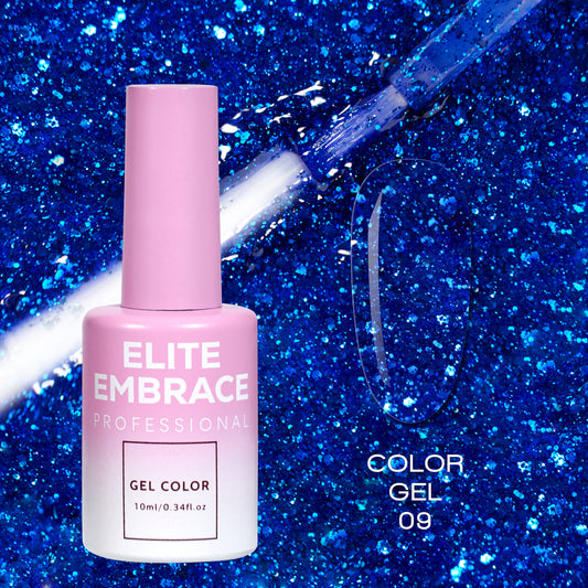 ELITE EMBRACE Professional Color Gel 09 with Glitter 10мл Кольоровий Гель із блискітками M561