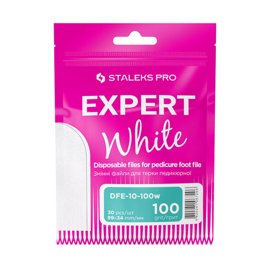 Змінні файли білі для педикюрної тертки 180 грит STALEKS PRO EXPERT 10 30 шт DFE-10-180