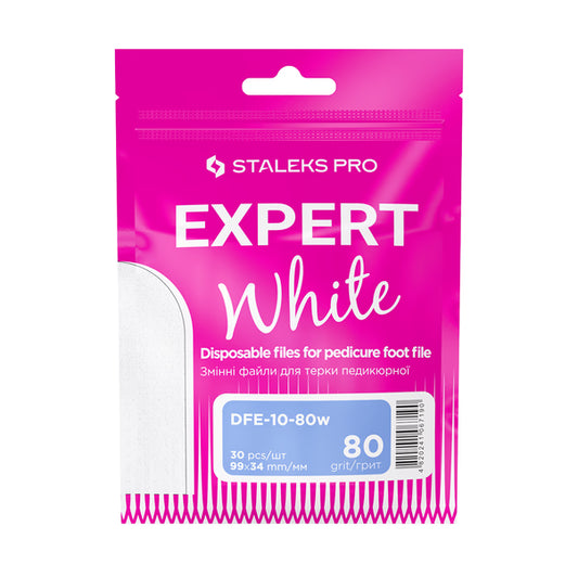 Змінні файли білі для педикюрної терки 80 грит STALEKS PRO EXPERT 10 30 шт DFE-10-80W