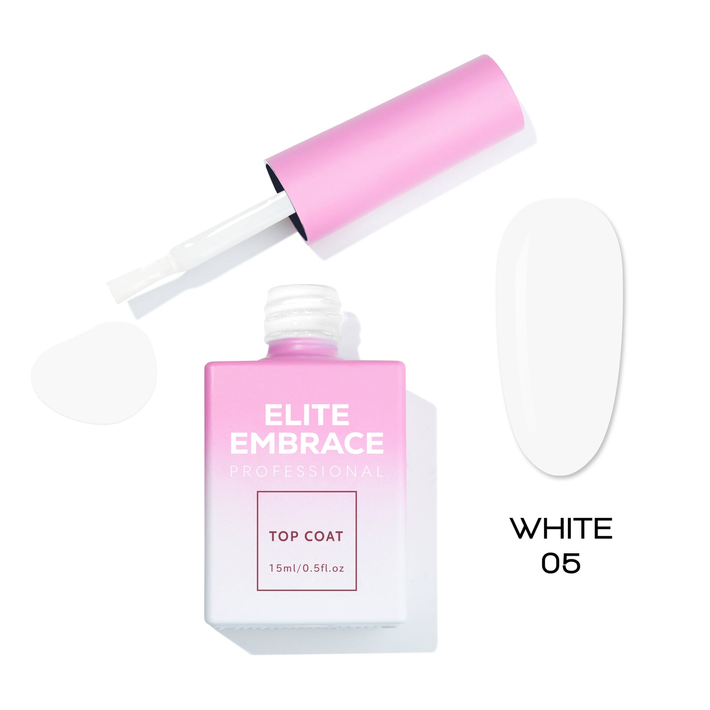 ELITE EMBRACE Professional Top Coat 05 White 15мл Білий Топ ETW0515