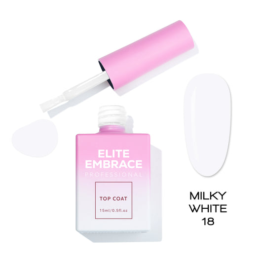 ELITE EMBRACE Professional Top Coat 18 Milky White 15мл Молочно-білий Топ ETMW1815