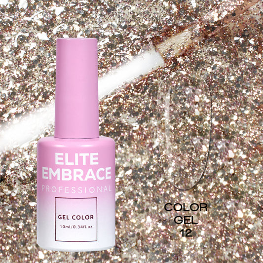 ELITE EMBRACE Professional Color Gel 12 with Glitter 10мл Кольоровий Гель із блискітками M626