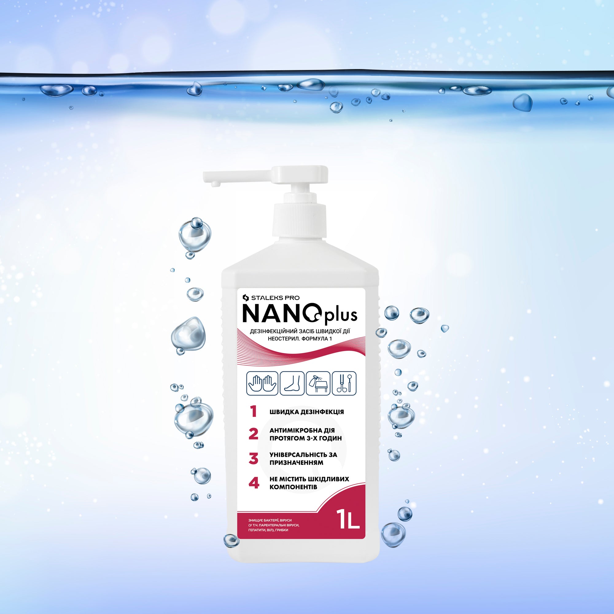 Універсальний засіб для швидкої дезінфекції NANOplus STALEKS PRO 250 мл/1 л/5 л