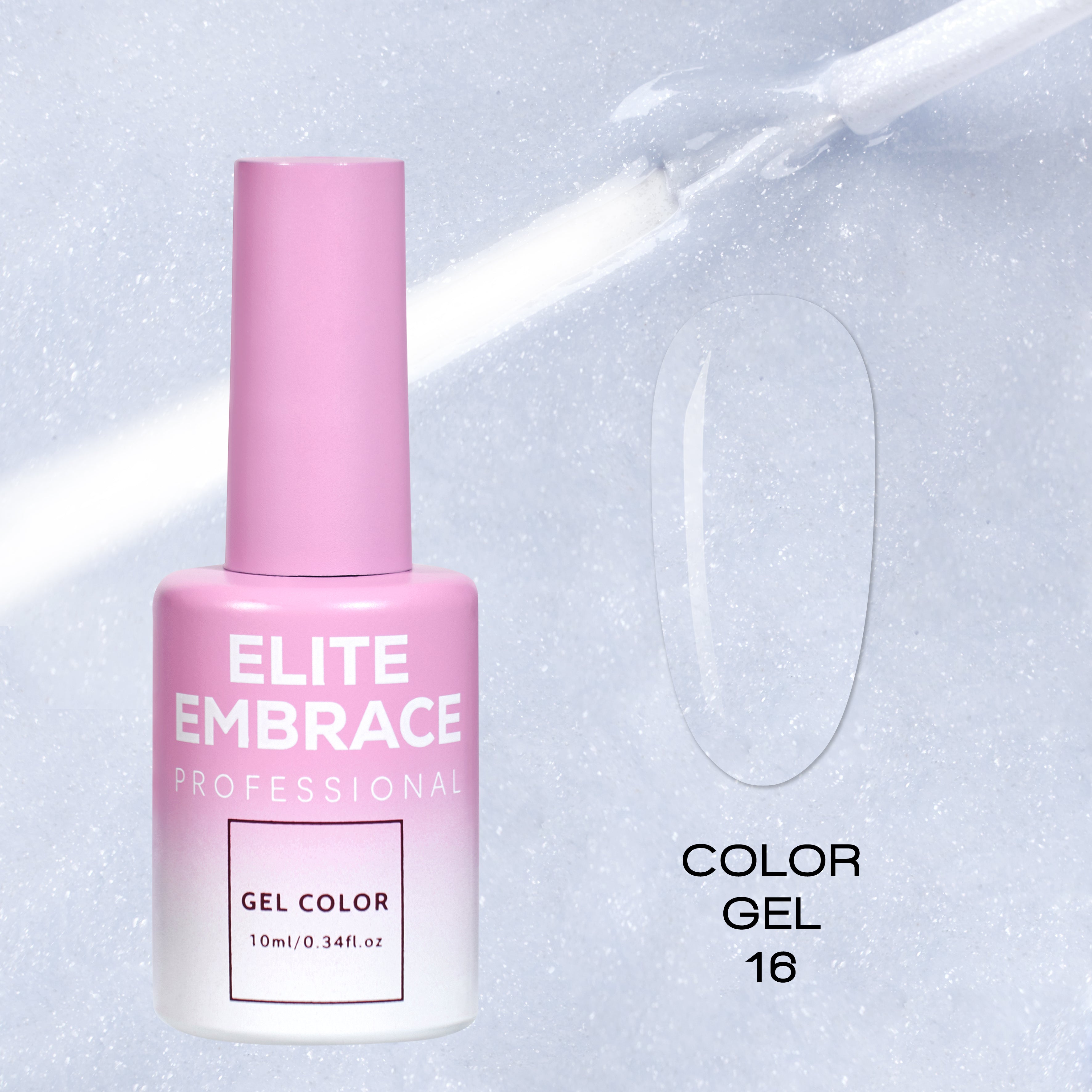 ELITE EMBRACE Professional Color Gel Polish 16 with Glitter 10мл Кольоровий Гель-лак з блискiтками ECGG1610
