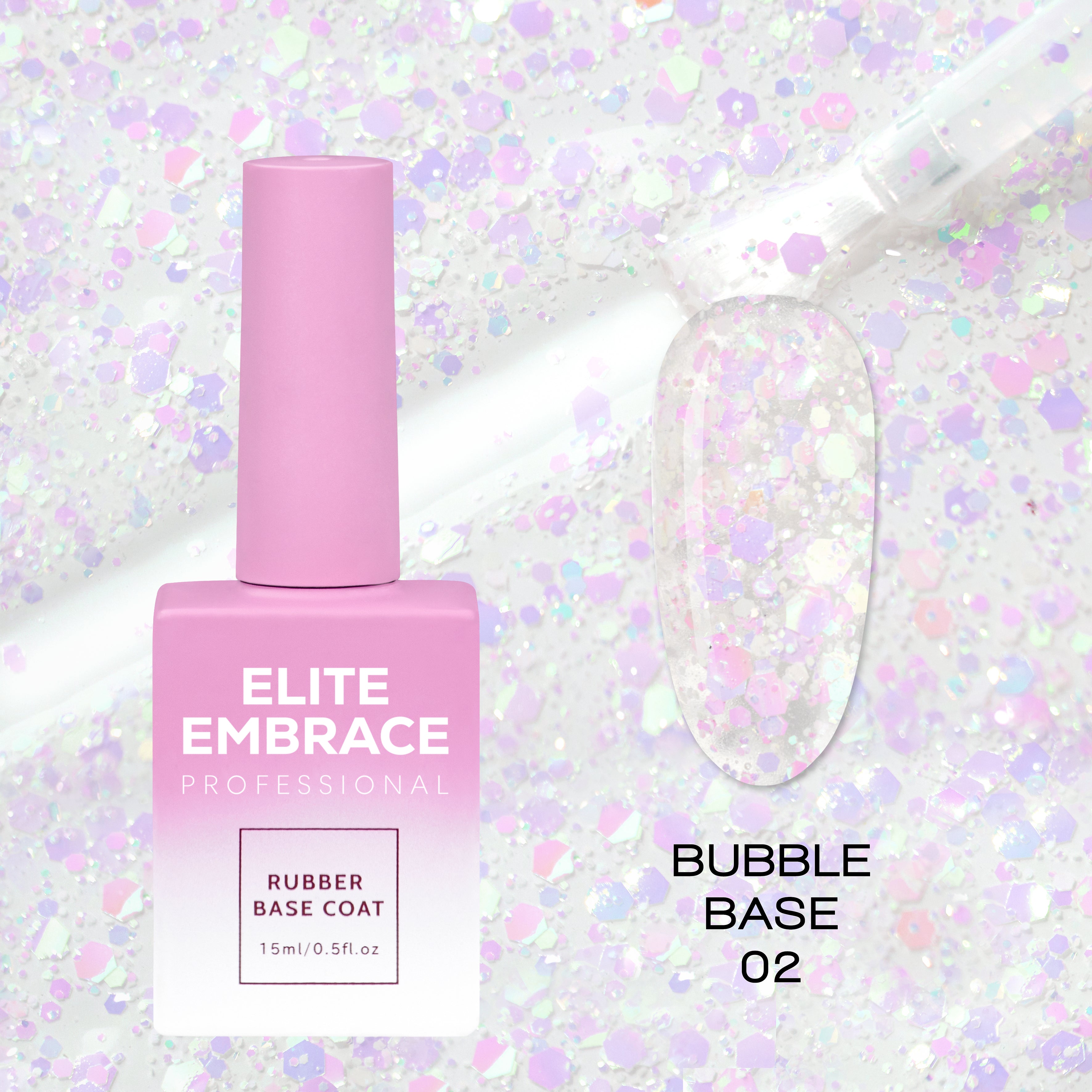 ELITE EMBRACE Professional Bubble Base 02 15мл База iз крихтами фольги EBB0215