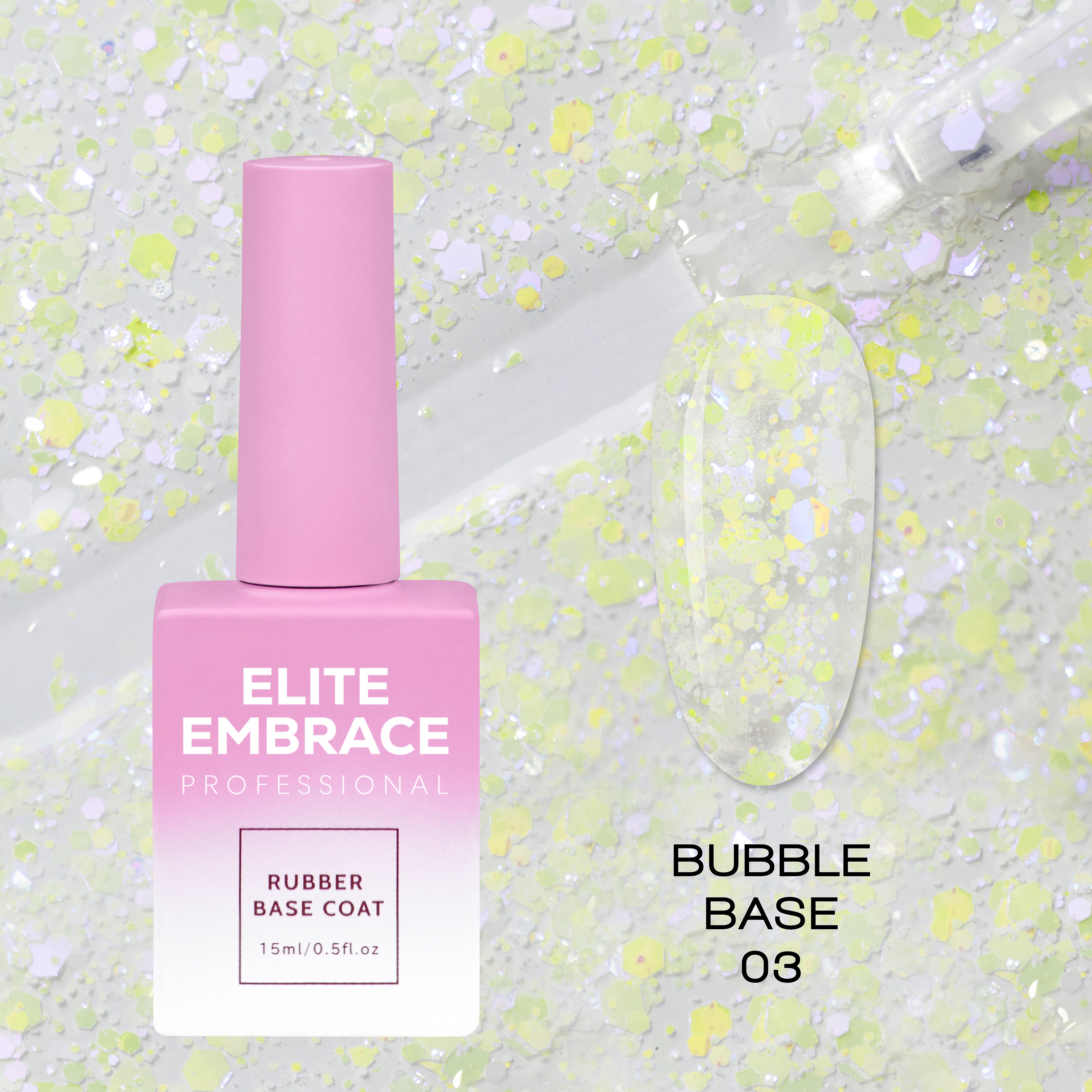 ELITE EMBRACE Professional Bubble Base 03 15мл База iз крихтами фольги EBB0315