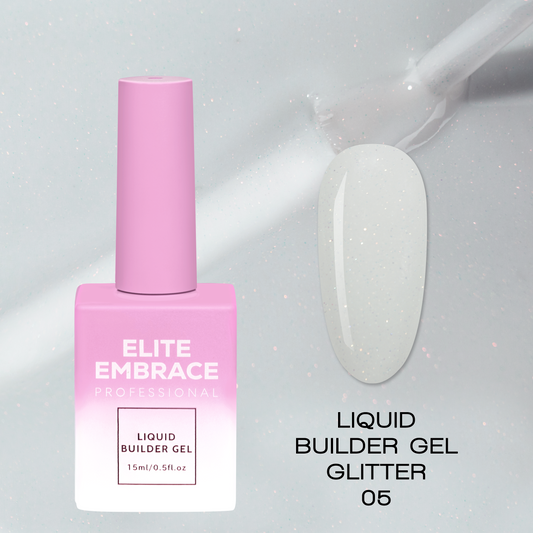 ELITE EMBRACE Professional Liquid Builder Gel Glitter 05 15мл Рiдкий гель для Моделювання нiгтiв з блискітками ELBGG0515