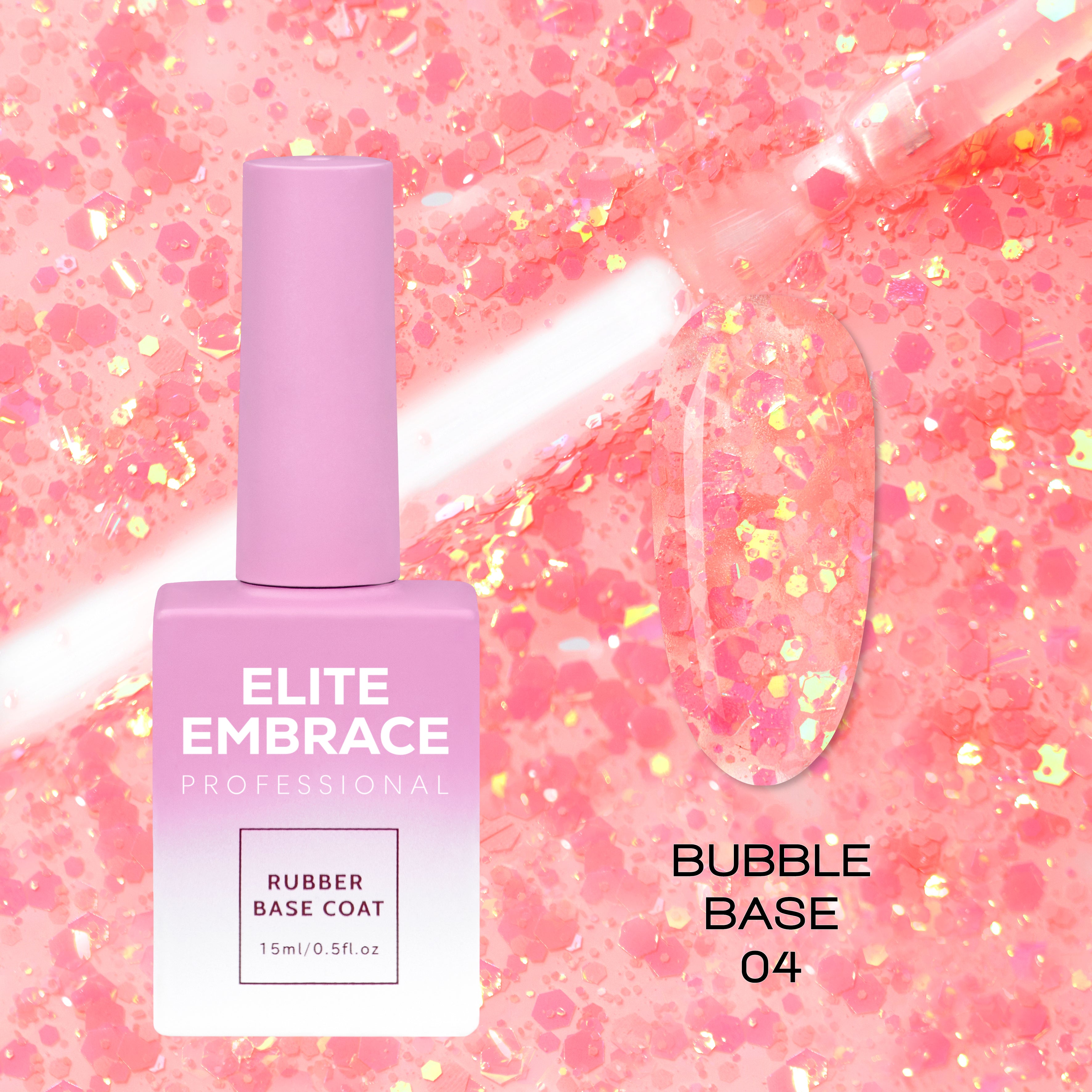 ELITE EMBRACE Professional Bubble Base 04 15мл База iз крихтами фольги EBB0415