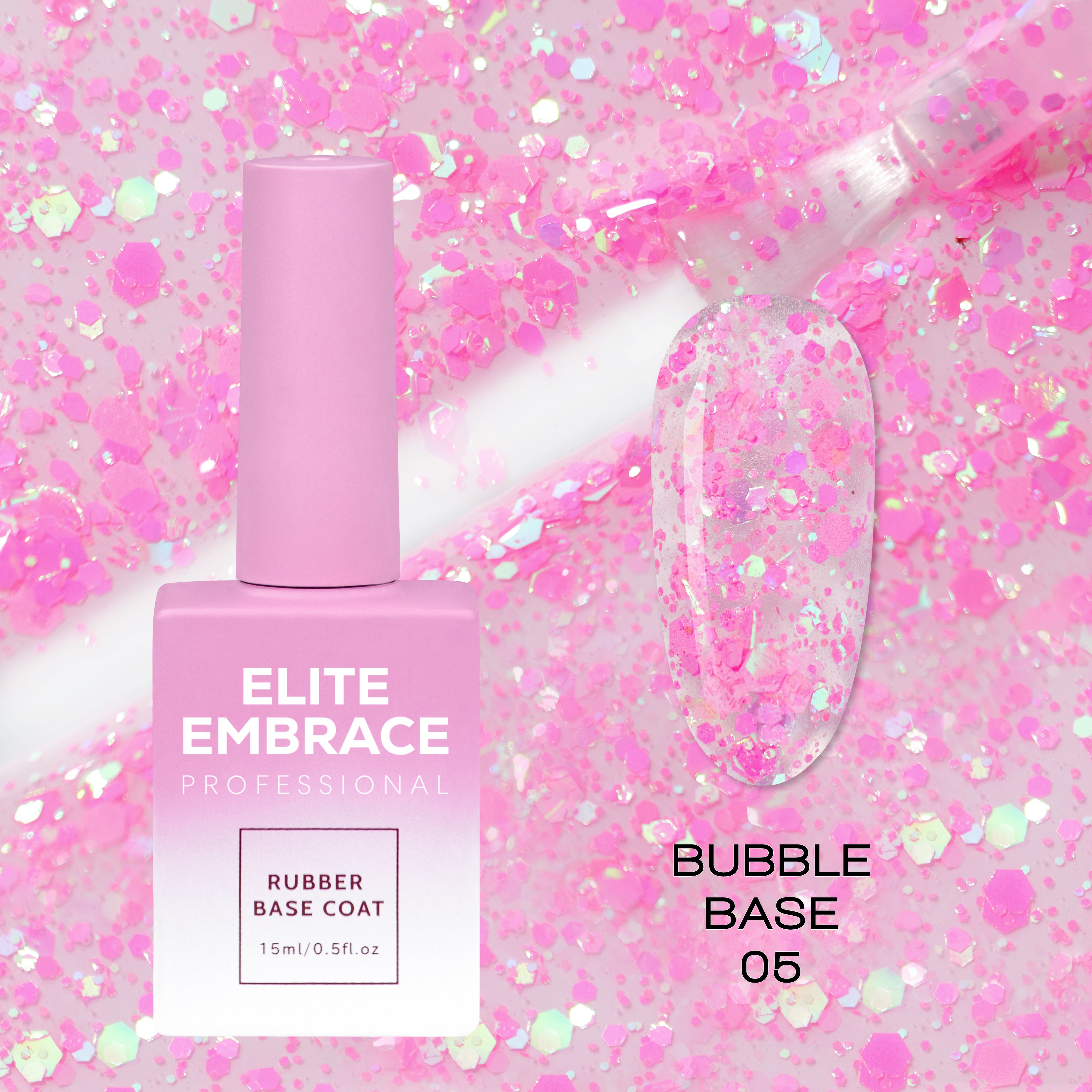 ELITE EMBRACE Professional Bubble Base 05 15мл База iз крихтами фольги EBB0515