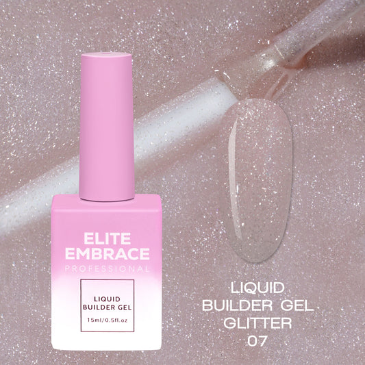 ELITE EMBRACE Professional Liquid Builder Gel Glitter 07 15мл Рiдкий гель для Моделювання нiгтiв з блискітками ELBGG0715