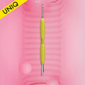 STALEKS PRO UNIQ 11 TYPE 2 Пушер кільце лопатка для манікюру із жовтою силіконовою ручкою PQ-11/2y