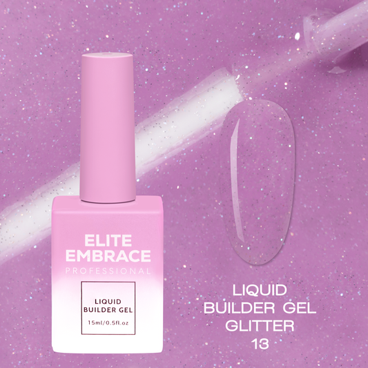 ELITE EMBRACE Professional Liquid Builder Gel Glitter 13 15мл Рiдкий гель для Моделювання нiгтiв з блискітками ELBGG1315