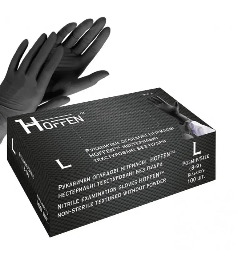 Рукавички нітрилові HOFF BLACK розмір L (щільність 3,5 г) неопудрені 100 шт