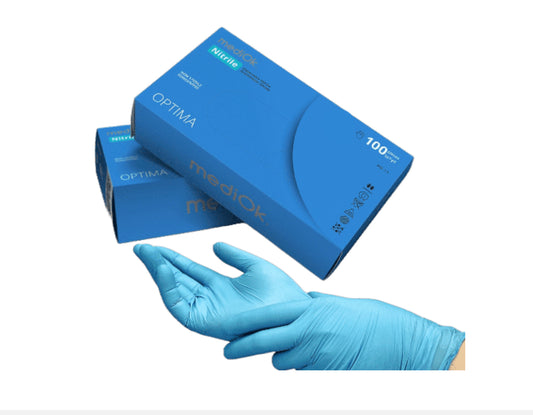 Нітрилові рукавички MediOK Optima, розмір L 100 штук блакитні