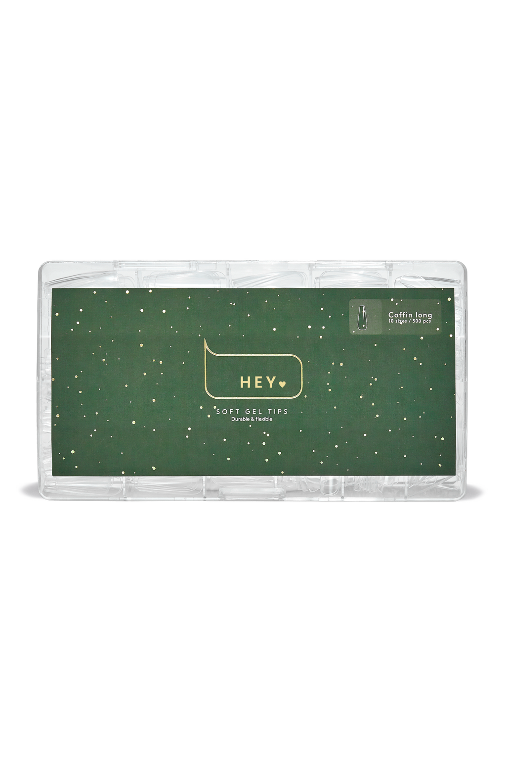 HEYLOVE Gel Tips Coffin Long, 500 pcs Гелеві Тіпси балерина довга, 500 шт