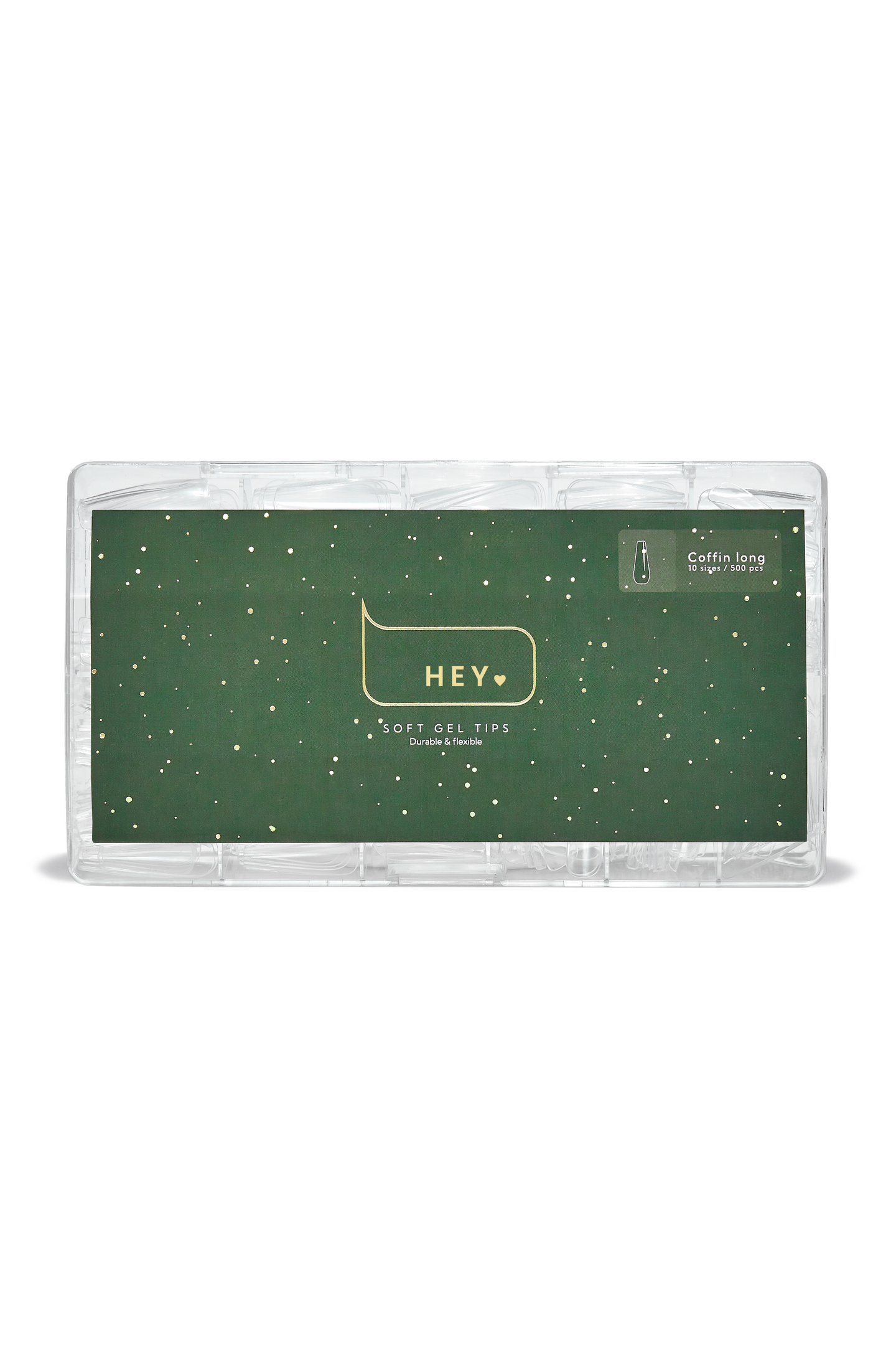 HEYLOVE Gel Tips Coffin Long, 500 pcs Гелеві Тіпси балерина довга, 500 шт