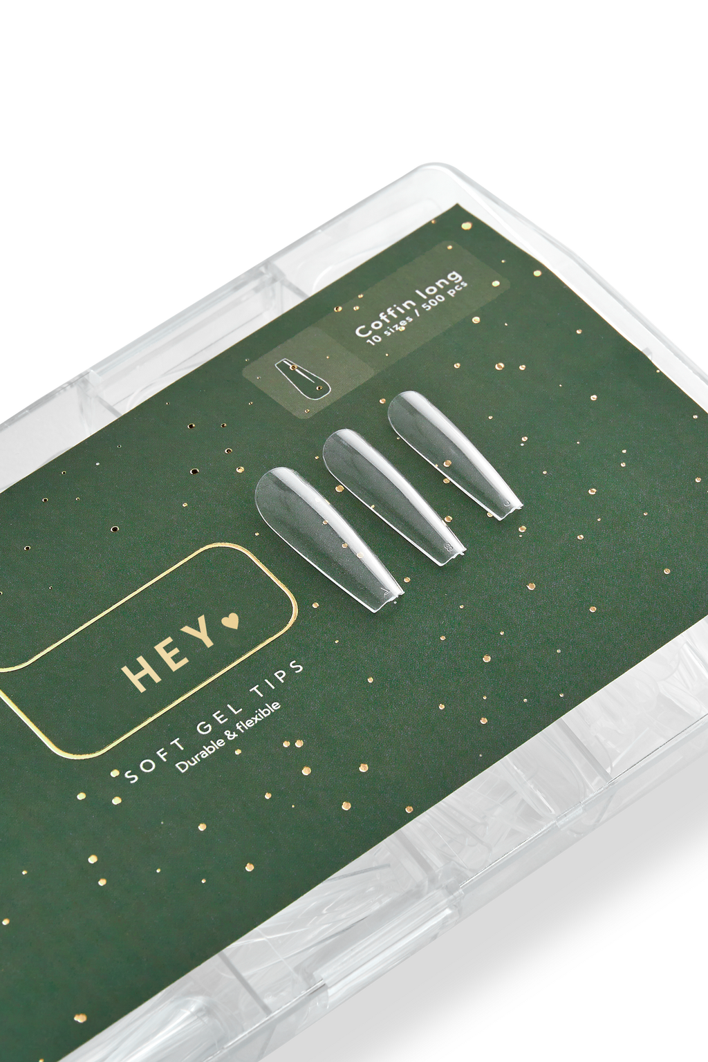 HEYLOVE Gel Tips Coffin Long, 500 pcs Гелеві Тіпси балерина довга, 500 шт