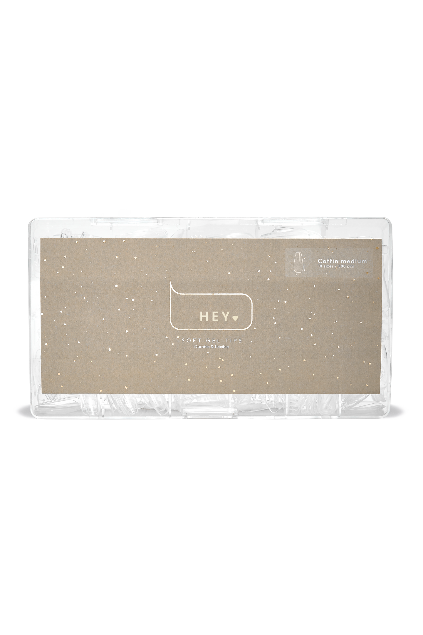 HEYLOVE Gel Tips Coffin Medium, 500 pcs, Гелеві Тіпси балерина середня, 500 шт