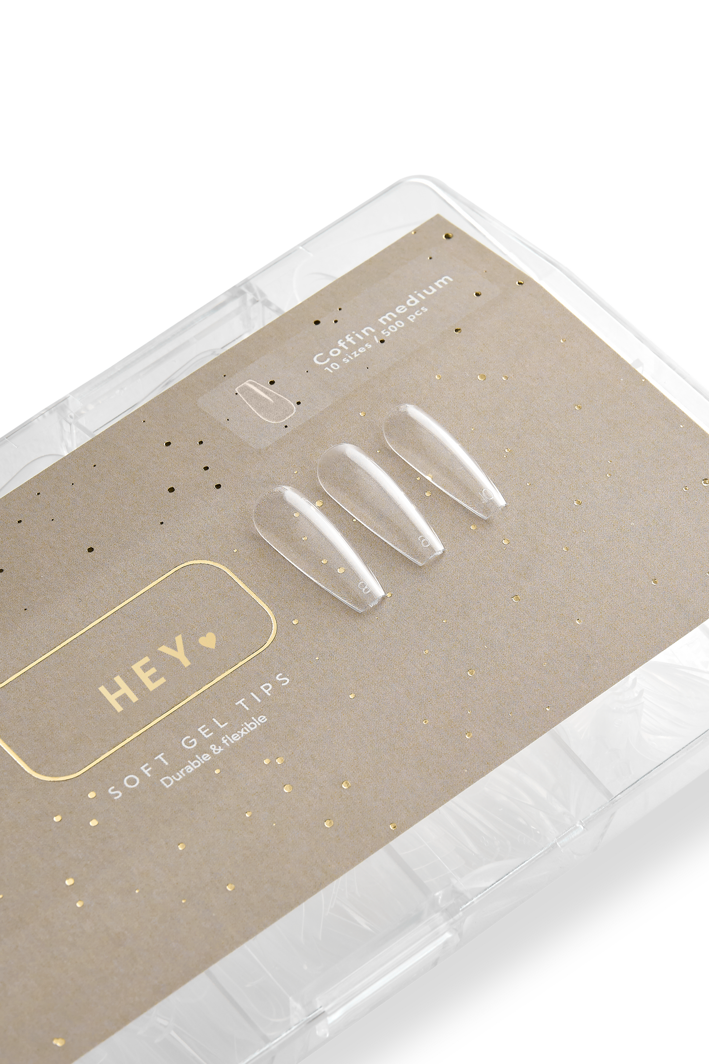 HEYLOVE Gel Tips Coffin Medium, 500 pcs, Гелеві Тіпси балерина середня, 500 шт