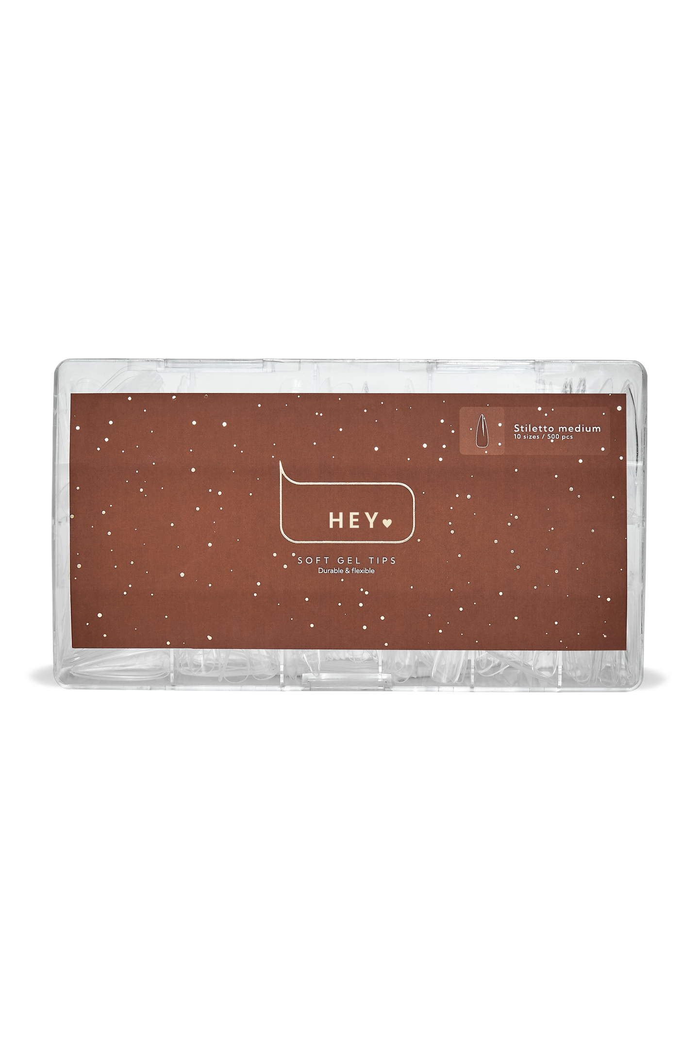 HEYLOVE Gel Tips Stiletto Medium 500 pcs, Гелеві Тіпси cередній стилет, 500 шт
