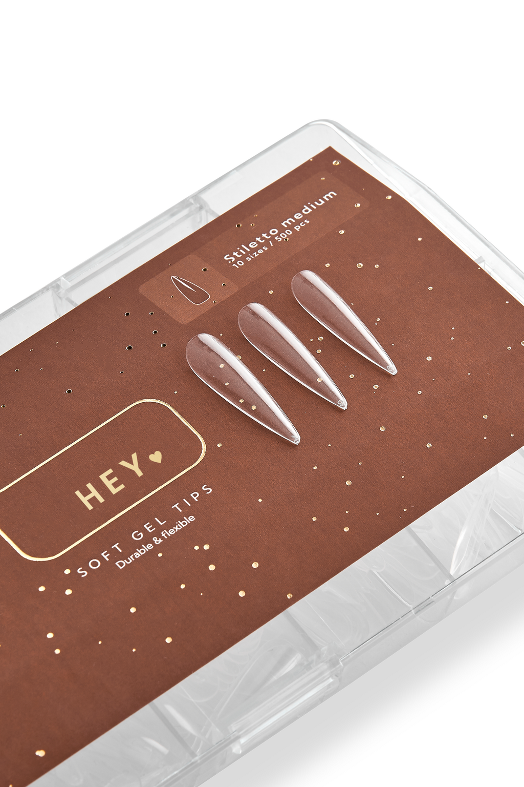HEYLOVE Gel Tips Stiletto Medium 500 pcs, Гелеві Тіпси cередній стилет, 500 шт