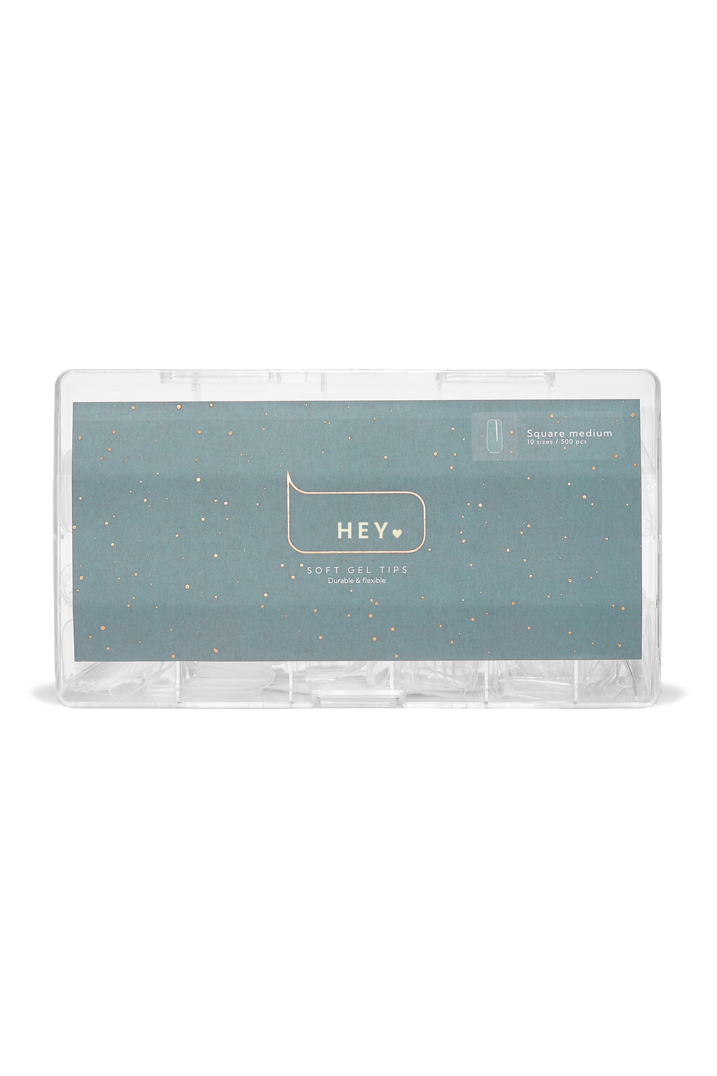 HEYLOVE Gel Tips Square Medium 500 pcs, Гелеві Тіпси середній квадрат, 500 шт