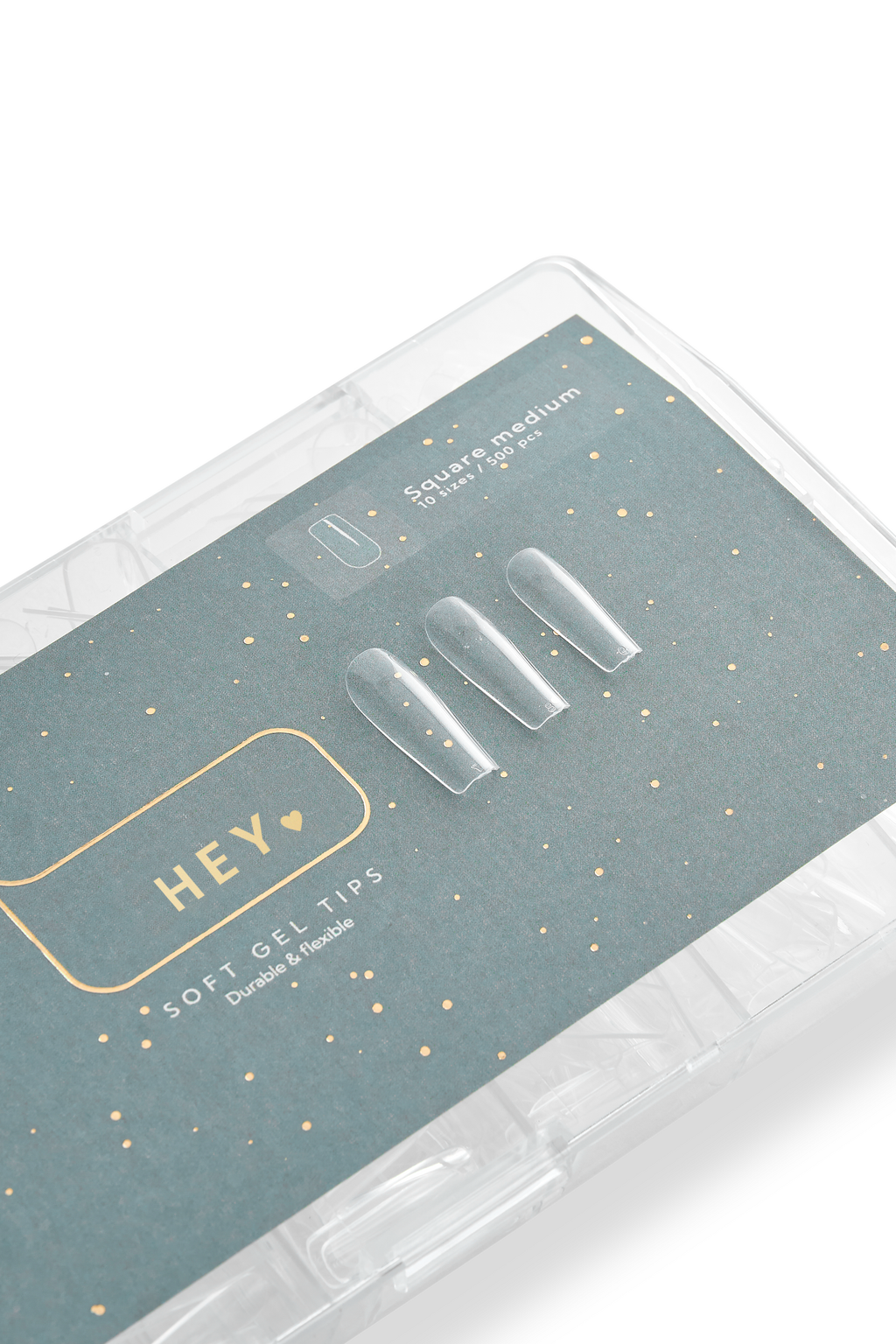 HEYLOVE Gel Tips Square Medium 500 pcs, Гелеві Тіпси середній квадрат, 500 шт