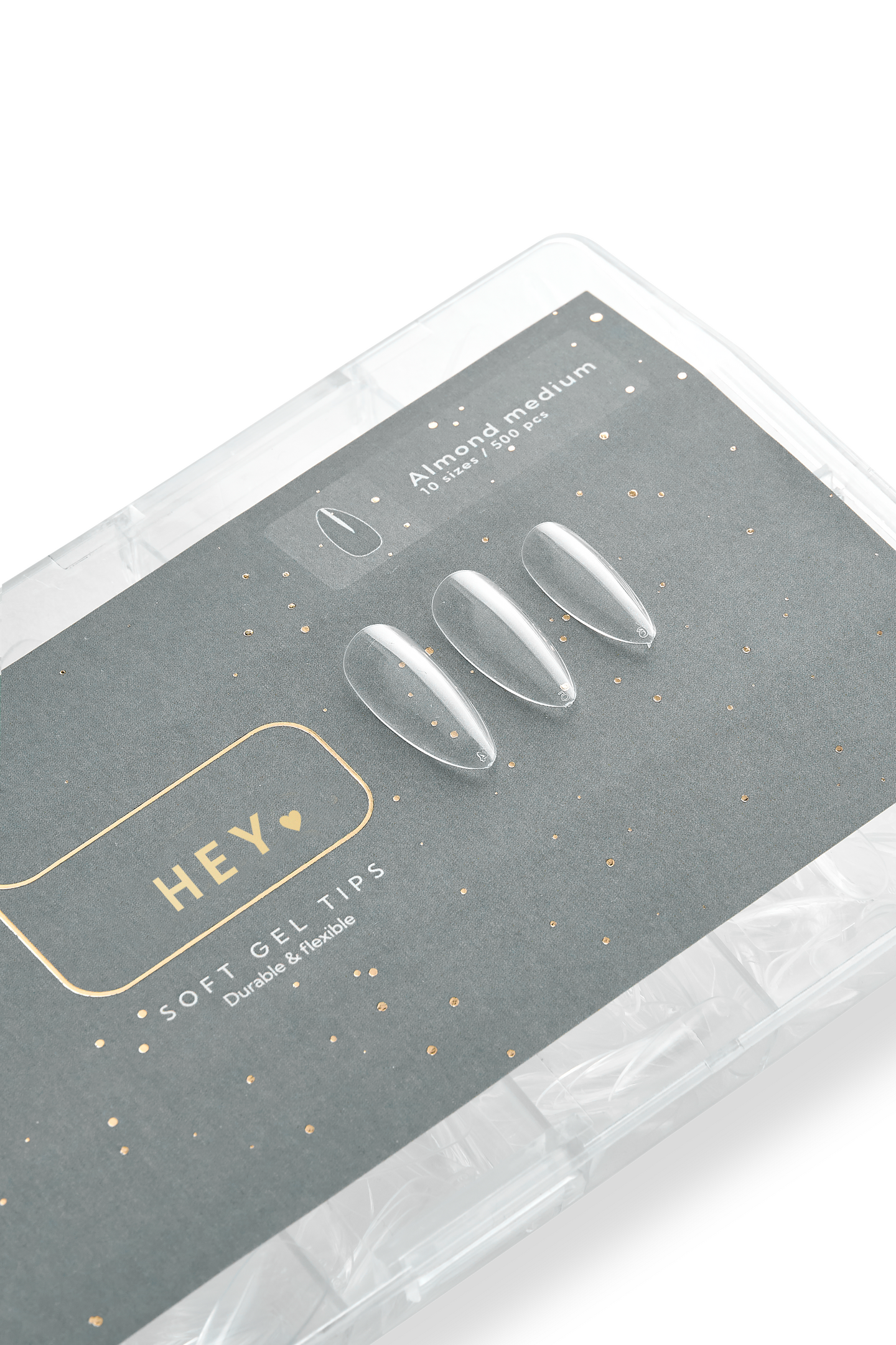 HEYLOVE Gel Tips Almond Medium 500 pcs, Гелеві Тіпси середній мигдаль, 500 шт