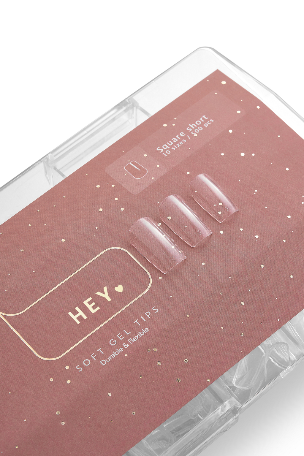 HEYLOVE Gel Tips Square Short 500 pcs, Гелеві Тіпси короткий квадрат, 500 шт