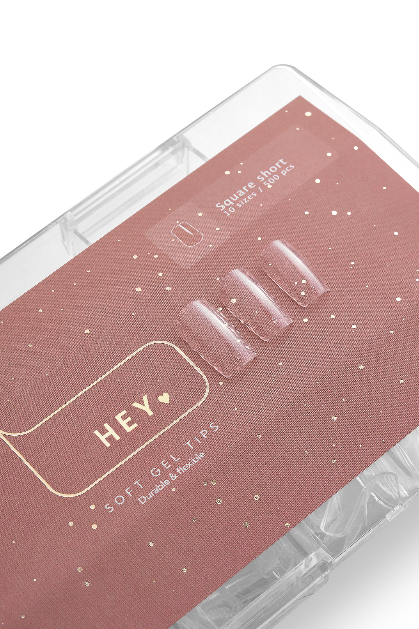 HEYLOVE Gel Tips Square Short 500 pcs, Гелеві Тіпси короткий квадрат, 500 шт