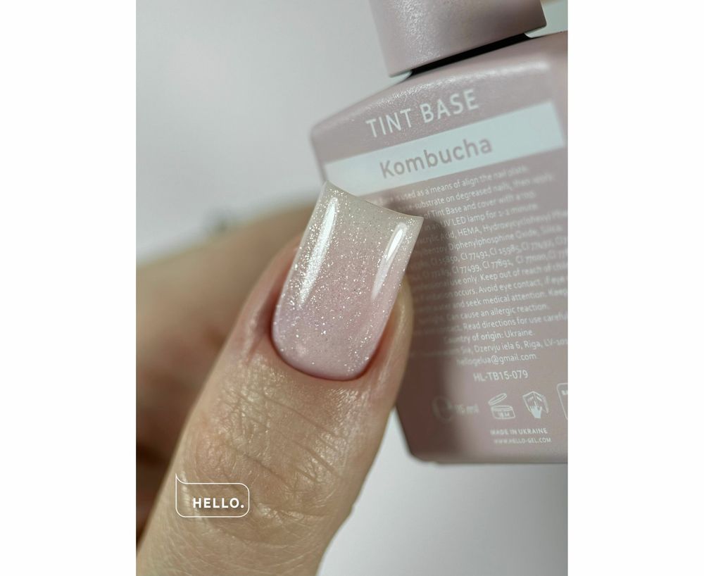 HELLO. TINT BASE 15мл ВІДТІНОЧНА БАЗА З ШИМЕРОМ Колекція POP DRINKS