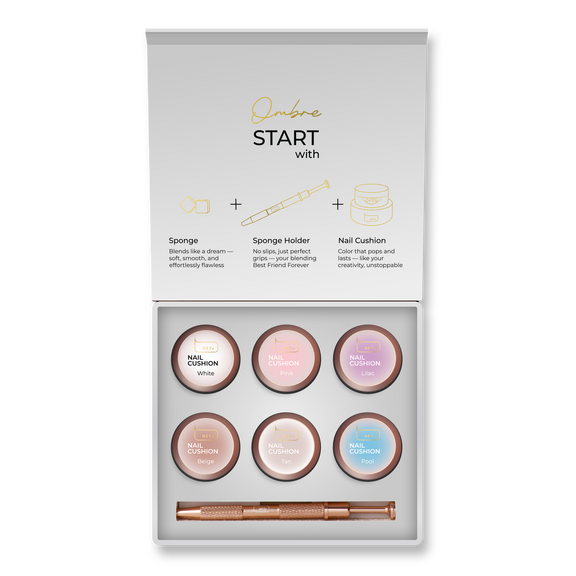 HEYLOVE. NAIL CUSHION SET «WHITE», 6 PCS, НАБІР ГЕЛЕВИХ ФАРБ ДЛЯ ОМБРЕ, СТЕМПІНГУ ТА МАЛЮВАННЯ