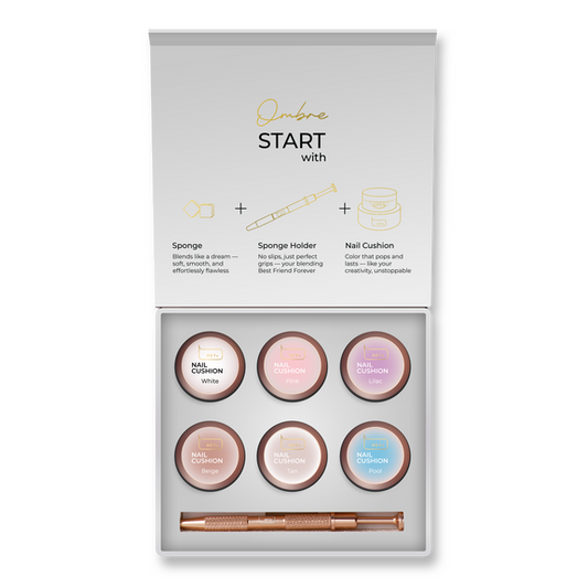 HEYLOVE. NAIL CUSHION SET "WHITE", 6 PCS, SET OF GEL PAINTS FOR OMBRE, STAMPING AND PAINTING