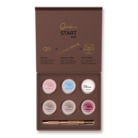 HEYLOVE. NAIL CUSHION SET «BROWN», 6 PCS, НАБІР ГЕЛЕВИХ ФАРБ ДЛЯ ОМБРЕ, СТЕМПІНГУ ТА МАЛЮВАННЯ